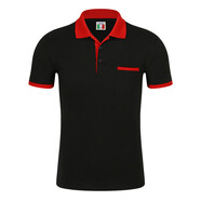 木脈  polo定制工作服定制印字印logo男女短袖POLO企業(yè)文化衫廣告衫服務(wù)員班服t恤定做diy 口袋款-黑T紅領(lǐng) S