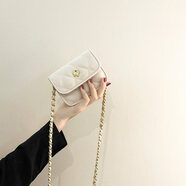 帕米琪（PAMIQI）斜挎包女口紅小包包2024七夕潮時(shí)尚鏈條包小眾網(wǎng)紅菱格單肩斜挎包 米白色小號（不能放手機）