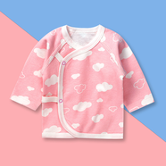 早產(chǎn)兒嬰兒新生兒衣服純棉舒適和尚服雙胞胎春秋衣服 48碼 粉色云朵上衣 M：4-5斤