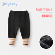 JELLYBABY【加絨保暖簡約設計休閑長褲休閑褲】2024冬季女童兒童褲子 黑色 110