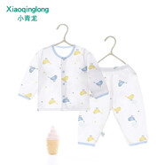 小青龍 男女童裝 新生兒夏季薄款純棉汗布長(zhǎng)袖套裝 嬰幼兒衣服褲子 藍(lán)小鳥(niǎo) 66 (3-9個(gè)月/建議59-66cm)