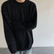 衣然呈品毛衣男女秋冬季美式復(fù)古斑馬紋潮流寬松休閑打底衣服外套針織衫男 黑色凈版 XL【建議120-140斤】