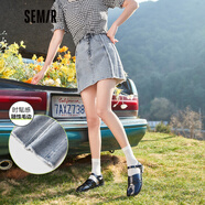 森馬森馬牛仔半身裙女純棉短裙夏季新款復古風(fēng)毛邊a字裙chic港風(fēng) 牛仔淺藍0810 170/74A/XL