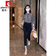皮爾卡丹（pierre cardin）黑色西裝褲女小個(gè)子2025新款七分小腳休閑西褲春秋夏季分褲子顯瘦 黑色(八分褲) 【春秋款】 L