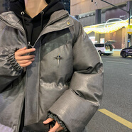 埖煦PU皮棉服男外套男女同款機(jī)車服冬季加厚衣服男棉衣羽面包絨服棉襖 M6610深灰色 4XL (建議體重180-220斤)