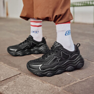 斯凱奇（Skechers）【啵啵熊】女鞋女老爹鞋女休閑鞋熊貓鞋斷碼出清復古慢跑鞋秋 全黑色(碼偏大，建議選小一碼) 36.5
