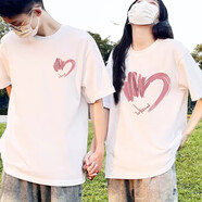 love legend情侶裝短袖t恤半袖夏季新款一男一女ins風(fēng)寬松百搭休閑班服定制 女白【綠心】 XL （建議120-130斤）