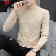 皮爾卡丹（pierre cardin）V領(lǐng)毛衣男修身型秋冬季打底衫中青年薄款低領(lǐng)針織衫無痕毛衫 9805米色 3XL 150-170斤
