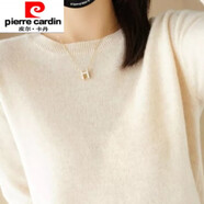 皮爾卡丹羊毛衫女圓領(lǐng)羊毛針織衫女冬季新款短款低領(lǐng)寬松長(cháng)袖毛衣女打底衫 米色 XL 125-140斤