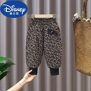 迪士尼新款女童褲外穿兒童棉褲寶寶褲子保暖三層夾棉超厚一條過(guò)冬季 咖啡色 女寶碎花棉褲 90 可開(kāi)檔