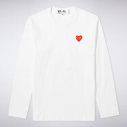 COMME DES GARCONS川久保玲經(jīng)典純色刺繡印花愛(ài)心圓領(lǐng)長(zhǎng)袖T恤男女情侶款 白色紅心 L