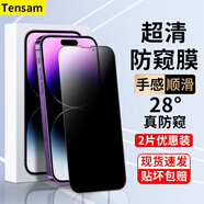 Tensam 適用蘋(píng)果14鋼化膜iphone14pro防窺膜14promax手機膜高清全屏防爆防窺抗藍光手機保護膜 蘋(píng)果14Pro【全屏大視窗防窺膜】2片裝