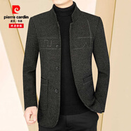 皮爾卡丹（pierre cardin）羊毛呢外套男秋冬季中年商務(wù)立領(lǐng)夾克男休閑潮流羊毛絨外套爸爸裝 駝色 L (120-140斤)