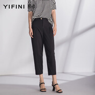 易菲（YIFINI）休閑小腳褲女簡約通勤九分褲夏季新款時尚鉛筆褲A04K3949 黑色 0M