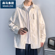 棉致美式休閑短袖襯衫男夏季薄潮牌潮流寬松半袖衣服日系男士襯衣外套 長(zhǎng)白色 XL