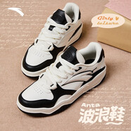安踏（ANTA） 波浪鞋丨女鞋板鞋秋冬季厚底休閑鞋學(xué)生運動(dòng)鞋板鞋 象牙白/黑-2 38