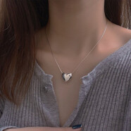 憶瑾項鏈女S925銀項鏈韓國新款愛心項鏈夸張個性潮網(wǎng)紅鎖骨情人節(jié)禮物 愛心中號【吊墜約17mm】