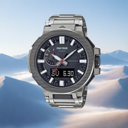 卡西歐（CASIO）運動登山表鈦合金太陽能電波男表PRX-8000T-7A/8000YT PRX-8001YT-7PR鈦合金DLC