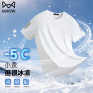 貓人（MiiOW）涼感短袖T恤男士夏季潮流寬松透氣休閑健身冰絲速干運(yùn)動體恤上衣