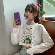 高腰寬松韓版短款露肚臍上衣女新款網(wǎng)紅長(cháng)袖ns潮T恤女 長(cháng)發(fā) 【短款版】 S 【建議60-80斤】