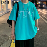 蒂卡登短袖t恤男夏季潮牌ins港風(fēng)潮流百搭圓領(lǐng)休閑重磅寬松半袖體恤衫 T2271湖藍(lán)色 L （建議110斤-130斤）