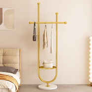 密林網(wǎng)紅衣帽架落地臥室家用室內簡(jiǎn)易金屬不占空間掛衣架輕奢立式衣架 升級置物金色衣架+白色大理石