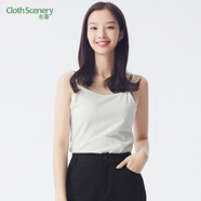 布景吊帶女夏季新品簡(jiǎn)約純色字母印花收腰純棉上衣女 白色 S