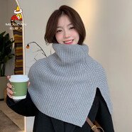稻草人圍巾女春秋新款時尚外搭套頭圍脖韓版百搭純色針織披肩潮 灰色