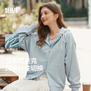 森馬（Semir）外套女中長(cháng)款寬松外搭2024年新款休閑連帽松弛感針織夾克通勤百搭 牛仔藍80335【新款 迪士尼聯(lián)名】 2XL 175/96A
