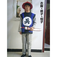 攜魚清朝古代士兵服大臣侍衛(wèi)勇字兵衙役舞臺(tái)男士古裝演出服 藍(lán)色衣服褲子帽子兵 XXL.