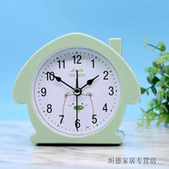鬧鐘學(xué)生打鈴鬧鐘金屬鐘表可愛(ài)鬧鐘兒童卡通響多功能床頭臺(tái)鐘 小房子綠色