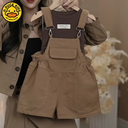 G·DUCK KIDS小黃鴨女童洋氣時髦套裝2025夏季新款連體褲兒童網(wǎng)紅炸街吊帶工裝 貼標(biāo)棕色無袖背心 110 建議身高100厘米左右