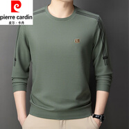 皮爾卡丹（pierre cardin）品牌純棉透氣排汗長(cháng)袖T恤男春秋款華夫格圓領(lǐng)衛衣休閑百搭體恤衫 8193#綠色DG 165 M建議95-120斤