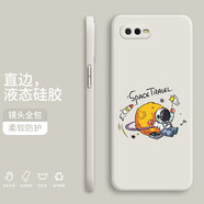 小寸心 oppok5/k3手機殼k1保護套realmex2全包防摔直邊液態(tài)硅膠個性創(chuàng)意潮牌宇航員軟殼 K1/R15X【象牙白-舉旗宇航員】