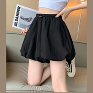 素優(yōu)米（SUYOUMI）薄款法式蓬蓬燈籠褲女夏季新款設(shè)計(jì)感高腰寬松a字闊腿短褲女 黑色 【百搭/氣質(zhì)/顯白】 M 【建議85-105斤】