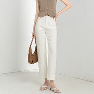 夢舒雅（Msuya ）醋酯天絲直筒牛仔褲女復(fù)古夏季梨型身材小個子煙管法棍新款 白色 31/3XL 2尺4(135-145斤)