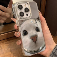 千敘千敘適用于蘋果15promax手機(jī)殼iphone14promax高級感補(bǔ)妝鏡子13pro國潮風(fēng)xsmax女款可愛小貓保護(hù)套 【鏡面大鼻子自拍貓咪】-6007 iPhone15 Pro