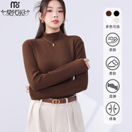 莫代爾德絨半高領(lǐng)打底衫女加絨加厚磨毛打底衣秋冬修身長袖保暖內(nèi)搭上衣