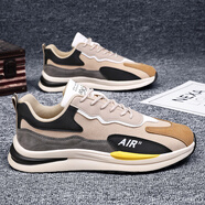 者頓（zhedun）鞋子男鞋跑步鞋春夏季透氣運動(dòng)鞋包百搭休閑老爹鞋防滑阿甘慢跑鞋 YJ-X999米色 41