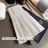 瑟空（SEKONG）2025春秋新款毛呢百褶裙女高腰顯瘦學(xué)院風(fēng)JK半身裙加厚a字短裙SYW 杏色【加長款】 S