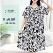 暢印防凸點(diǎn)棉綢短袖睡裙夏季女薄款睡衣寬松連衣裙可外大碼家居服裙子 黑白點(diǎn) 防凸點(diǎn)睡裙 3XL 推薦115-135斤