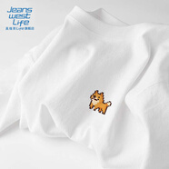 JEANSWEST LIFE真維斯白色t恤男士純棉夏季寬松休閑短袖情侶潮牌男女款半袖體恤