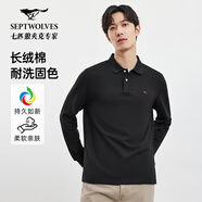 七匹狼長(cháng)袖Polo衫男裝衣服上衣翻領(lǐng)體恤多彩固色T恤衫秋季衣服 001(黑色)1D1D L 170/88A/L