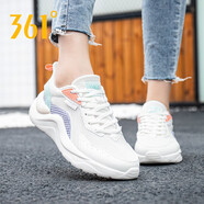 361度女鞋運(yùn)動(dòng)鞋女夏季輕便透氣跑步鞋網(wǎng)鞋361情侶休閑鞋子女款旅游鞋 6703F羽毛白/淡紫灰 37