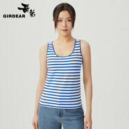 哥弟（GIRDEAR）女裝減齡U領(lǐng)休閑條紋背心女1300378 藍(lán)色 S (2碼)