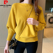皮爾卡丹（pierre cardin）春裝2025年新款女蝙蝠袖韓版寬松短款春季女士毛衣針織打底衫上衣 黃色 M