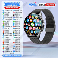 HKMW 新款智能手表圓盤(pán)插卡男士成人手機運動(dòng)心率拍照通話(huà)電話(huà)手表 【龍年頂配版-米蘭】AMOLED