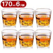 全適酒杯玻璃杯洋酒杯170ml*6只套裝飲料水杯啤酒烈酒杯威士忌酒杯子