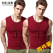 續(xù)點(diǎn)無(wú)袖背心男寬肩砍肩無(wú)袖t恤男圓領(lǐng)健身修身運(yùn)動(dòng)緊身彈力夏季棉質(zhì) 棗紅色+棗紅色 2XL 碼140-152斤左右修身版型