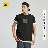 CAT卡特春新品男涼感設計反光logo印花短袖T恤輕戶外 黑色 XL